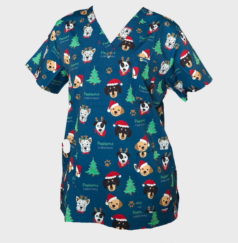 Christmas scrubs, puppy scrubs, dog scrubs