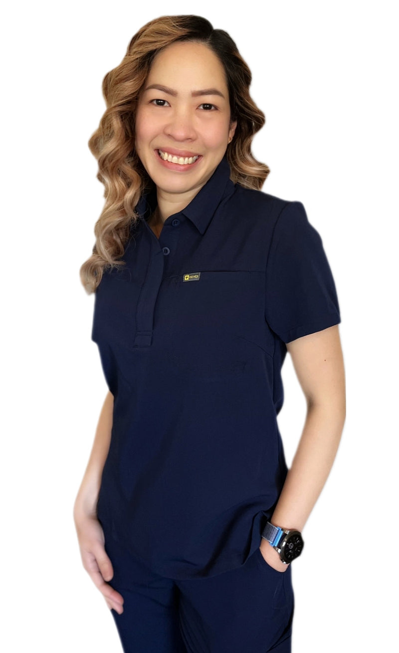 navy scrub polo top ozmed