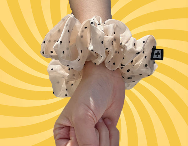 Champagne Polka Dot Scrunchies