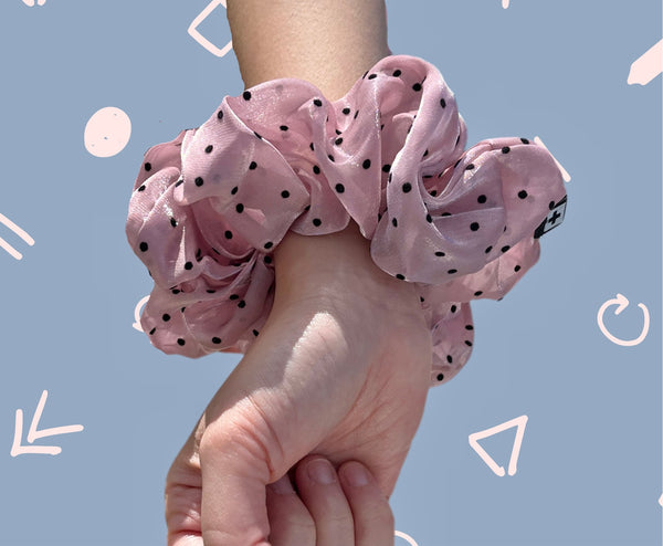 Pinkish Purple Polka Dot Scrunchies