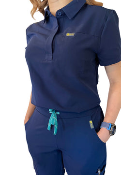 navy scrub polo top ozmed