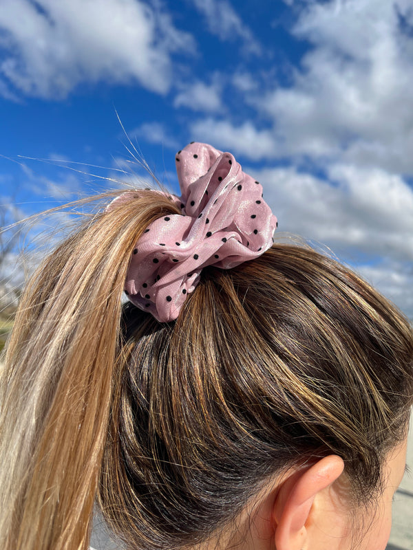 Pinkish Purple Polka Dot Scrunchies