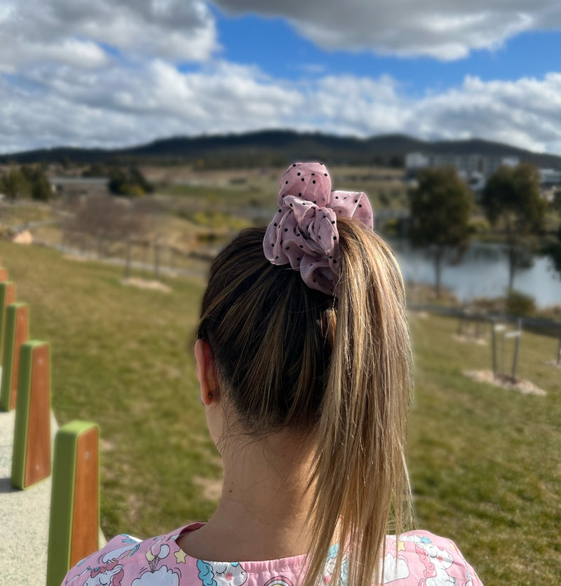 Pinkish Purple Polka Dot Scrunchies