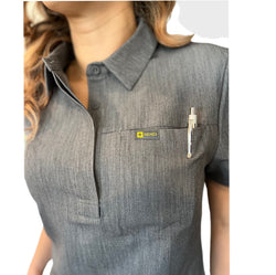 ozmed grey silver polo scrubs