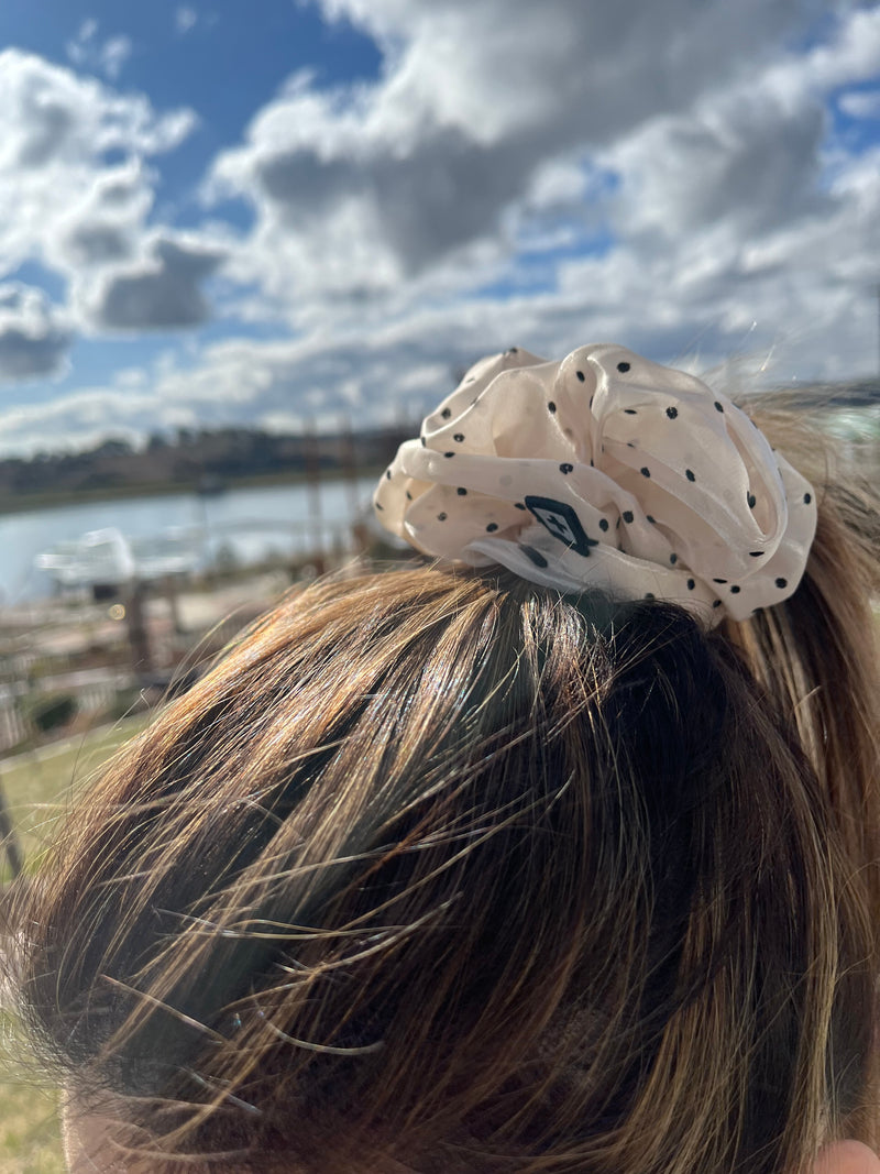 Champagne Polka Dot Scrunchies