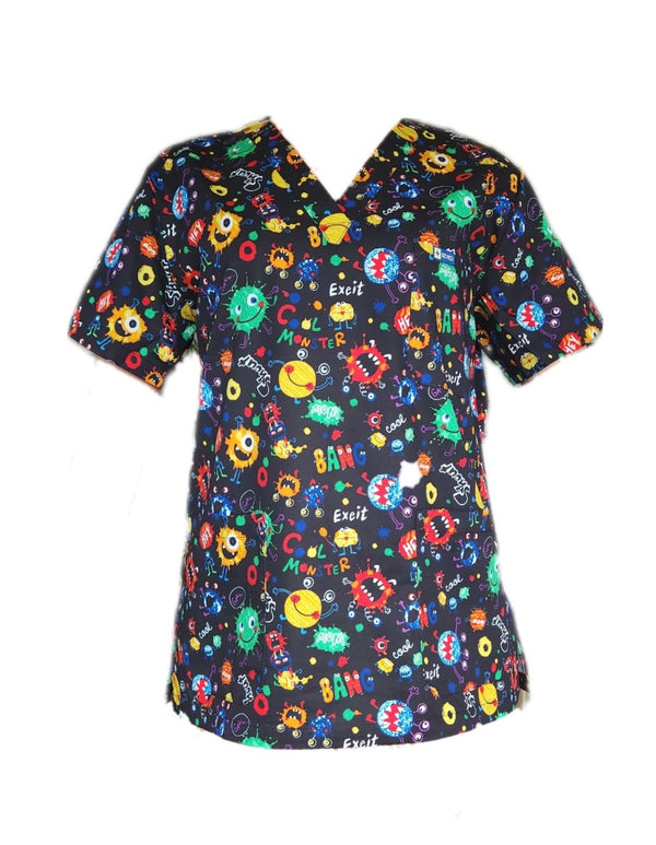 Ebony Virus Fun Scrub Top