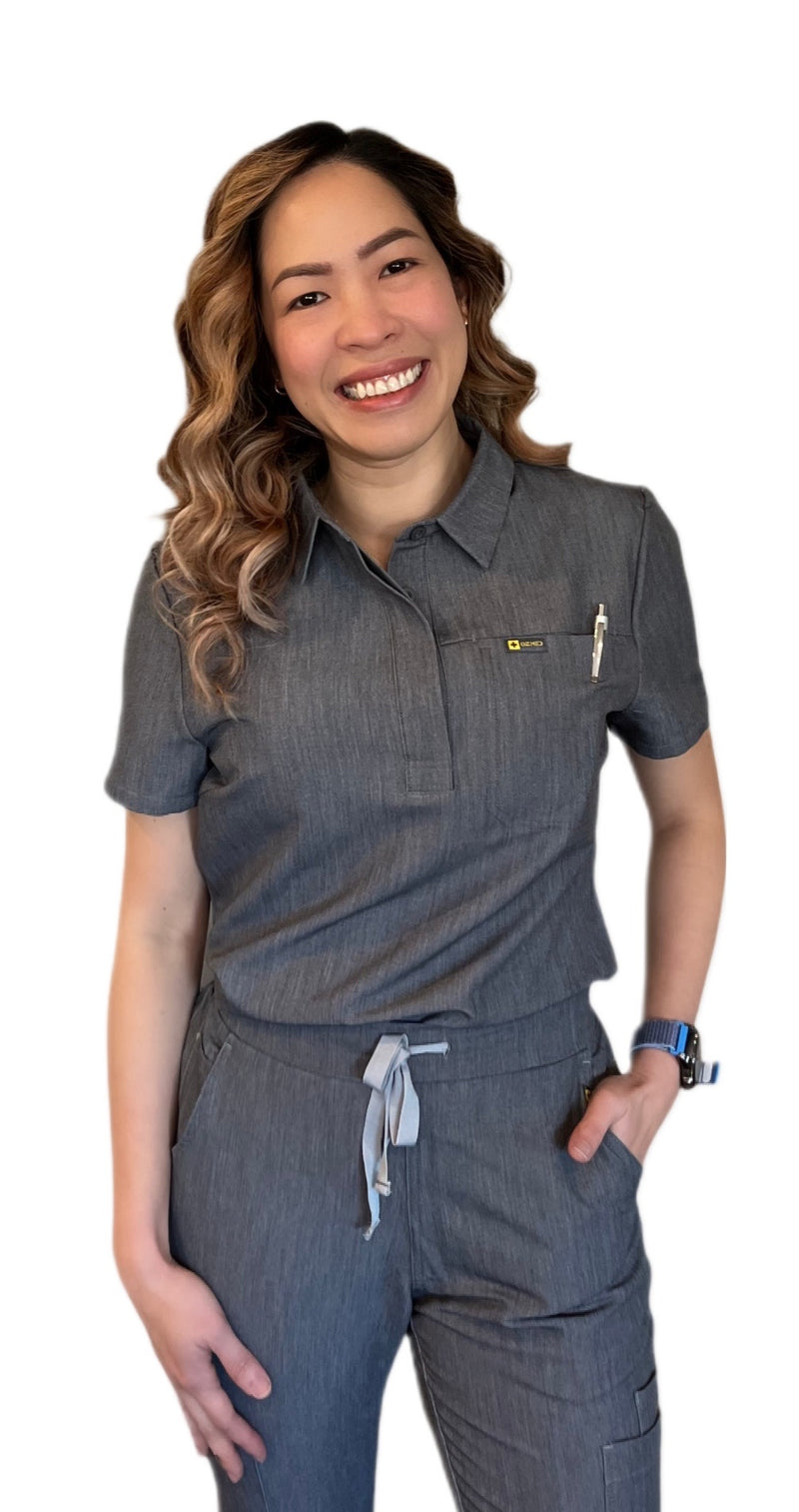 ozmed grey silver polo scrubs