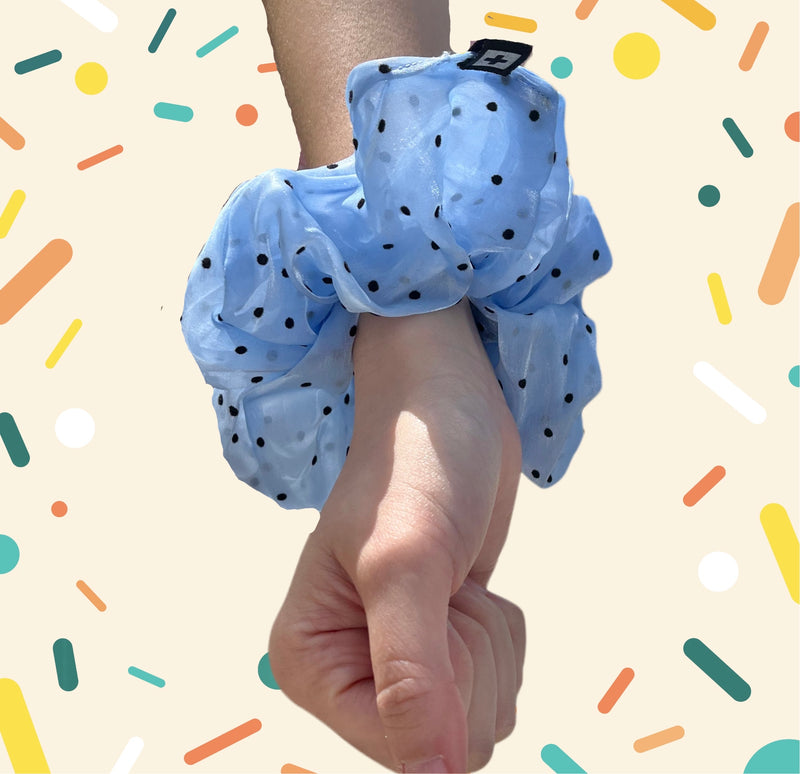 Blue Polka Dot Scrunchies