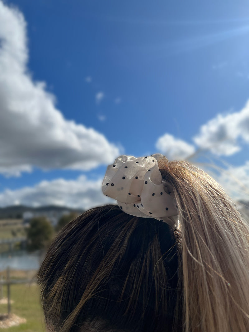 Champagne Polka Dot Scrunchies