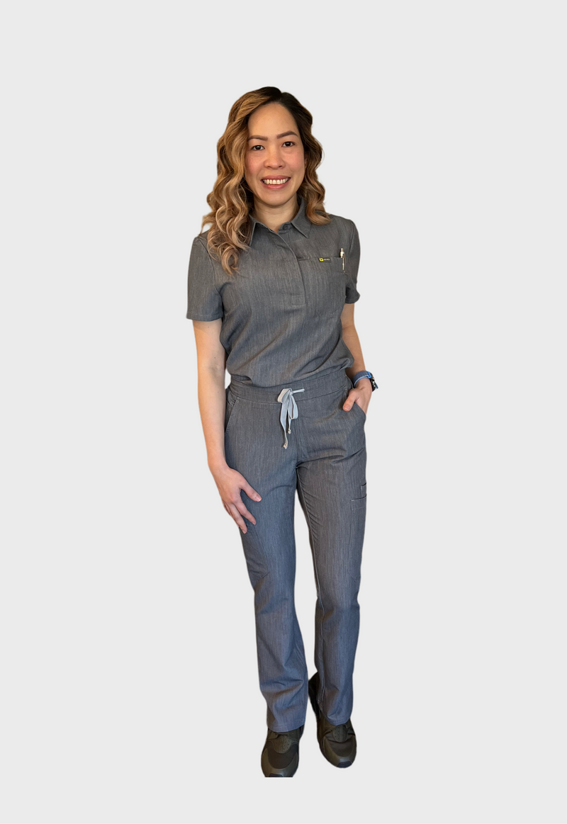 ozmed grey silver polo scrubs