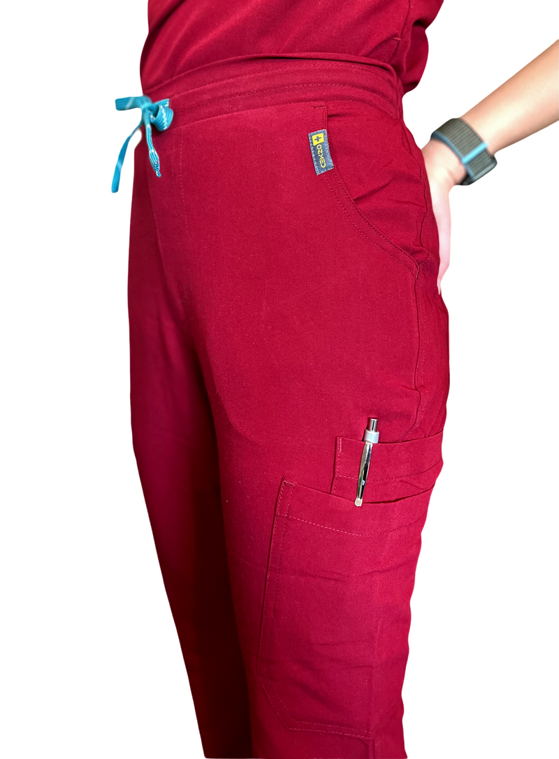 Crimson Burgundy Straight Scrub Pants