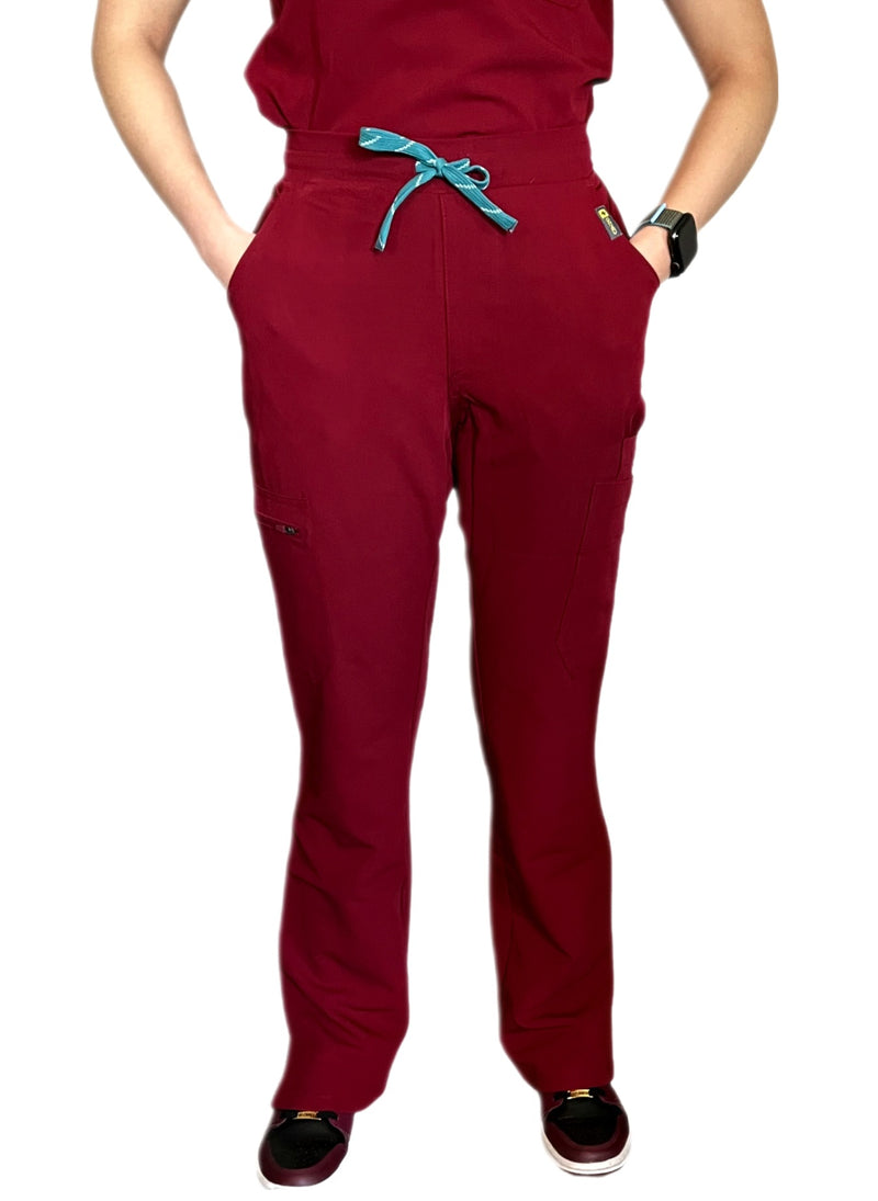 Crimson Burgundy Straight Scrub Pants