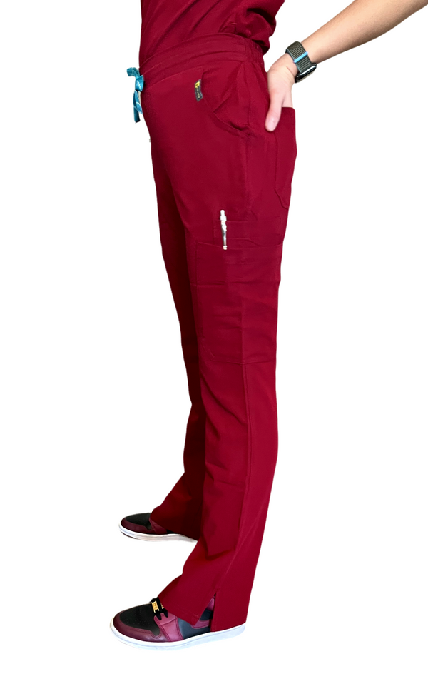 Crimson Burgundy Straight Scrub Pants