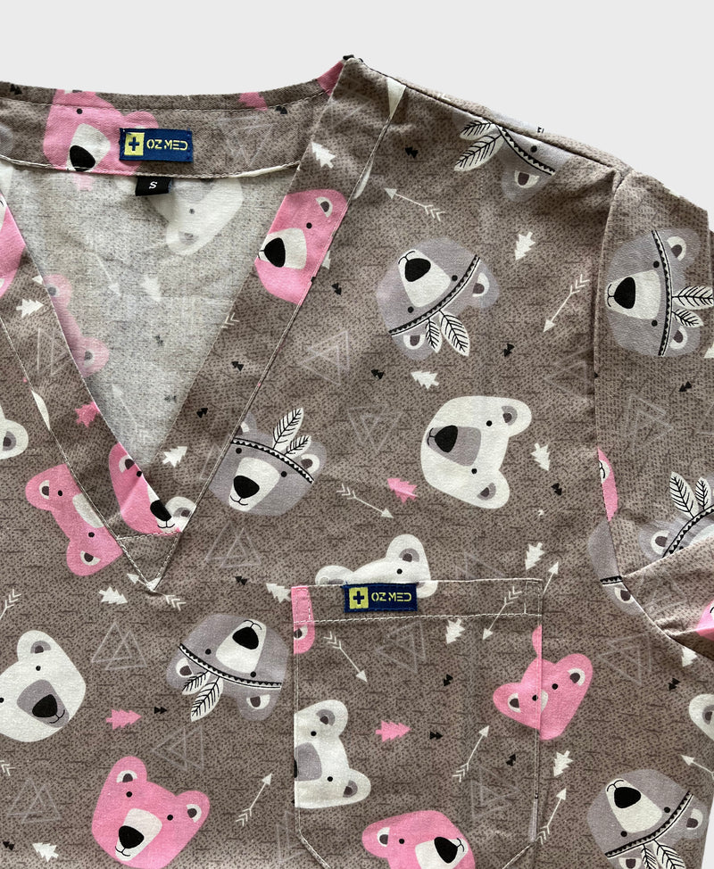 Cuddly Bear Fun Scrub Top