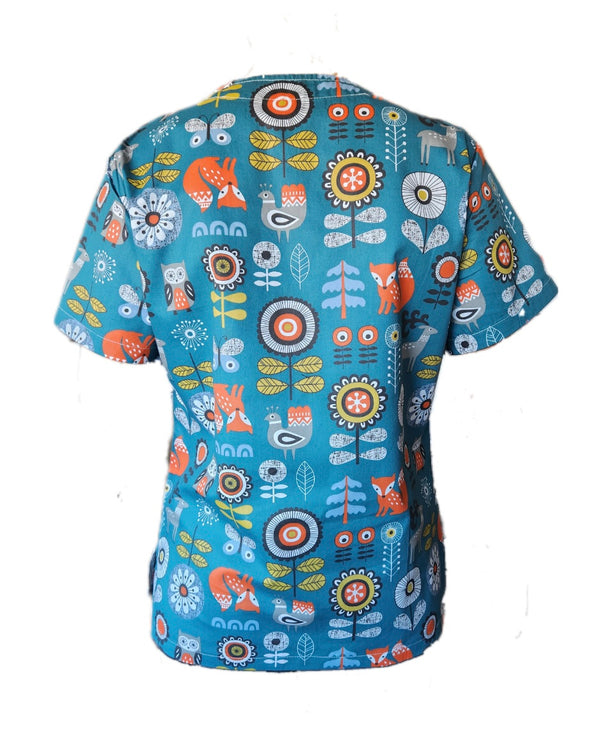 Emerald Forest Fun Scrub Top