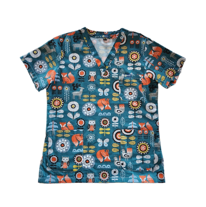 Emerald Forest Fun Scrub Top