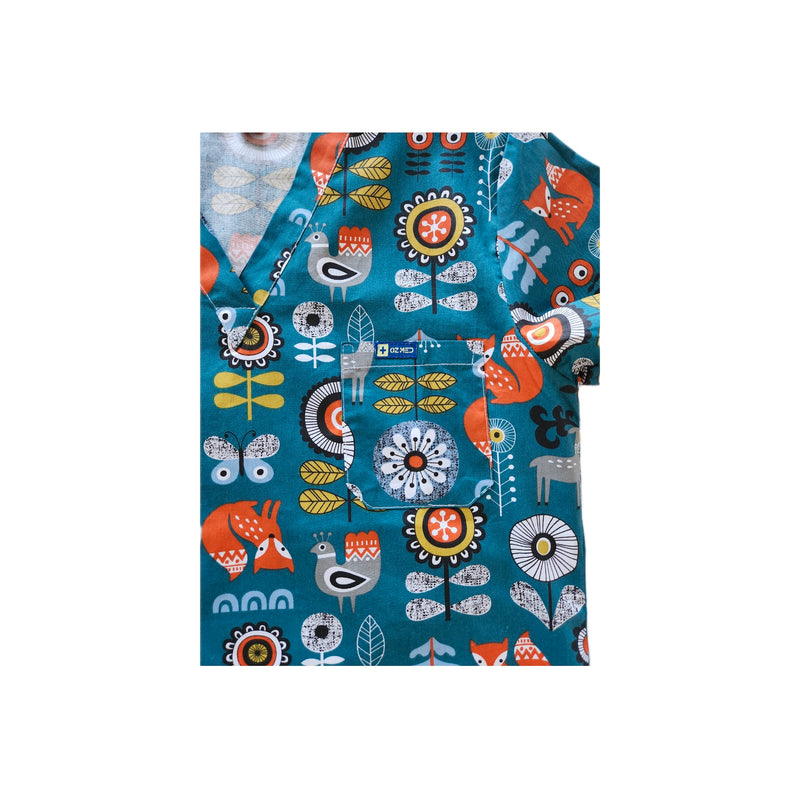 Emerald Forest Fun Scrub Top