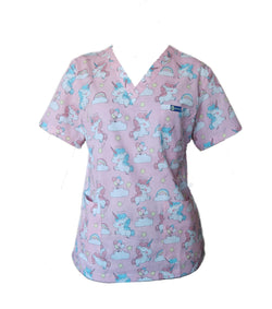 Blush Unicorn Fun Scrub Top