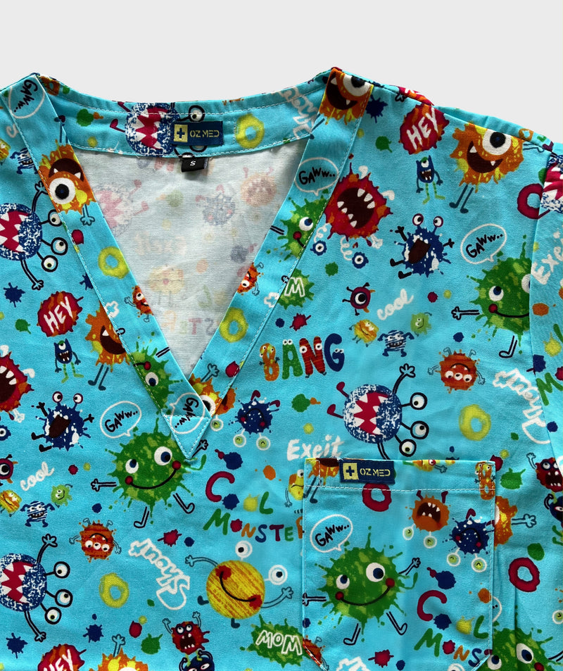 Funky Virus Fun Scrub Top