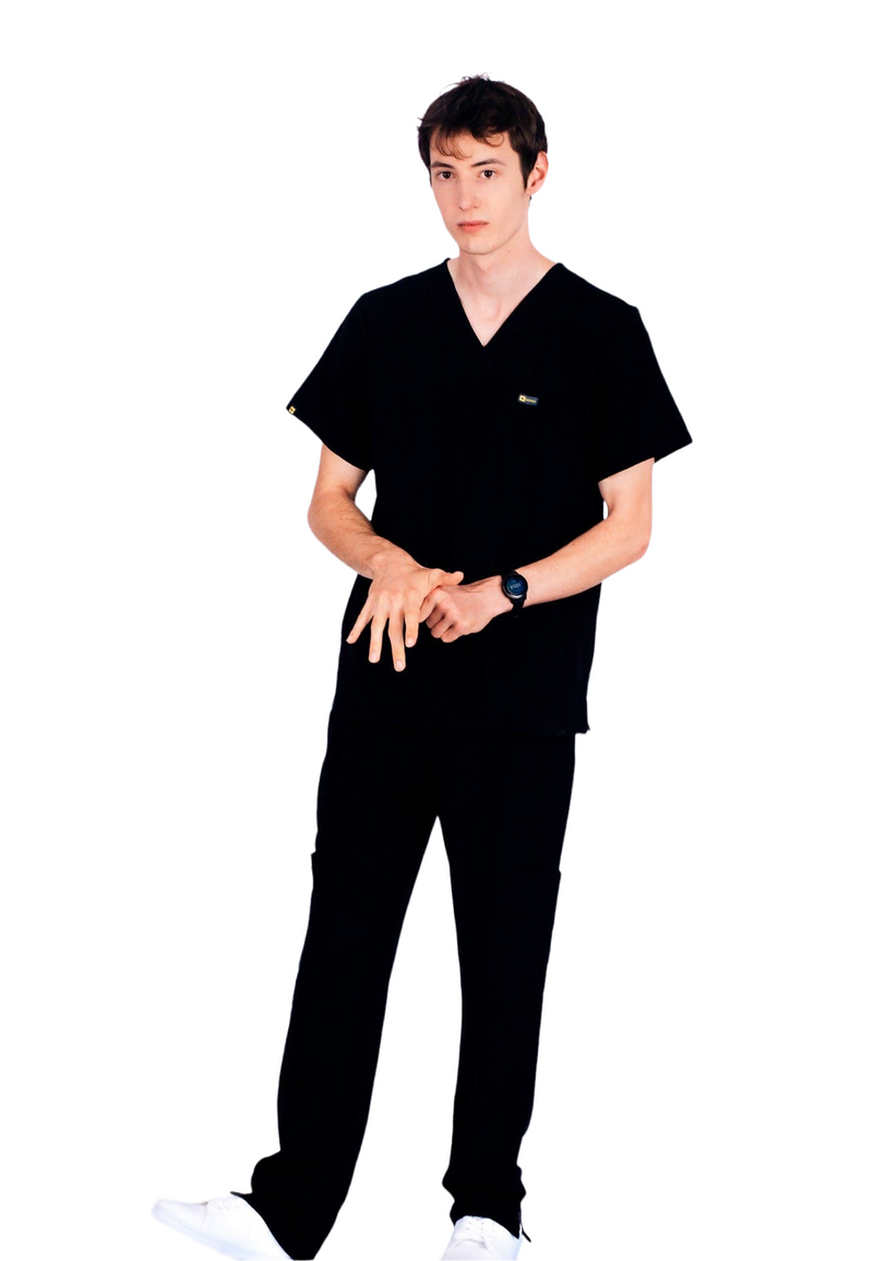 Jet Black Scrub Straight Pants