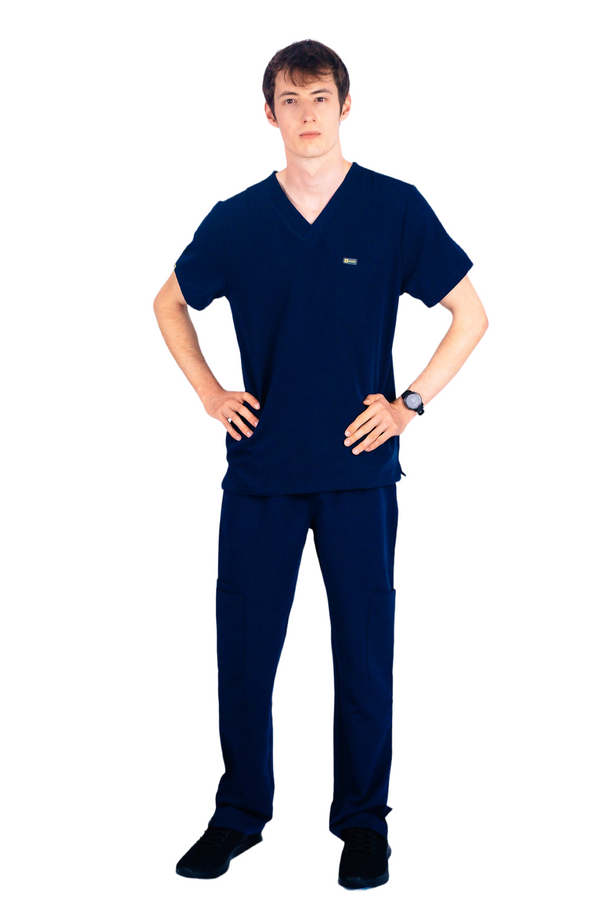 Navy Azure Scrub Straight Pants