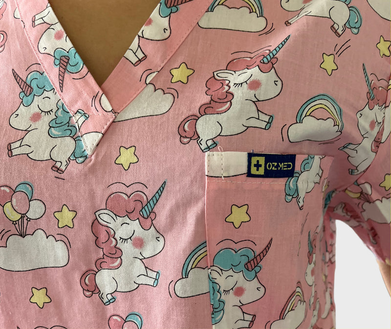 Blush Unicorn Fun Scrub Top