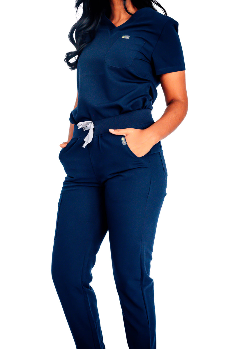 Navy Azure Scrub Top